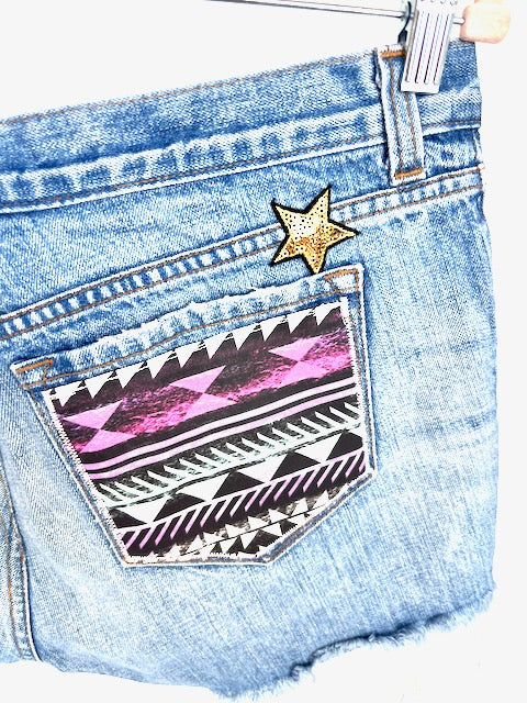 J Brand Pretty in Pink Disco Cowgirl Denim Shorts