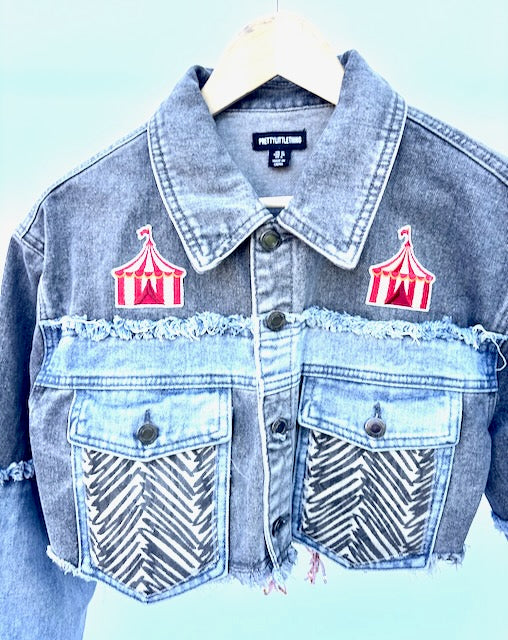 When the Circus Comes to Town Pretty Little Thing Cropped Denim Jacket
