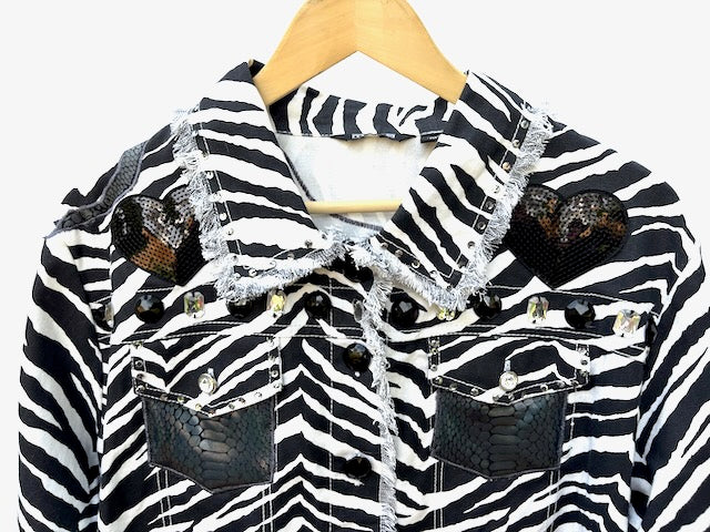 Phish and Snake Inspired Black & White Denim Jacket