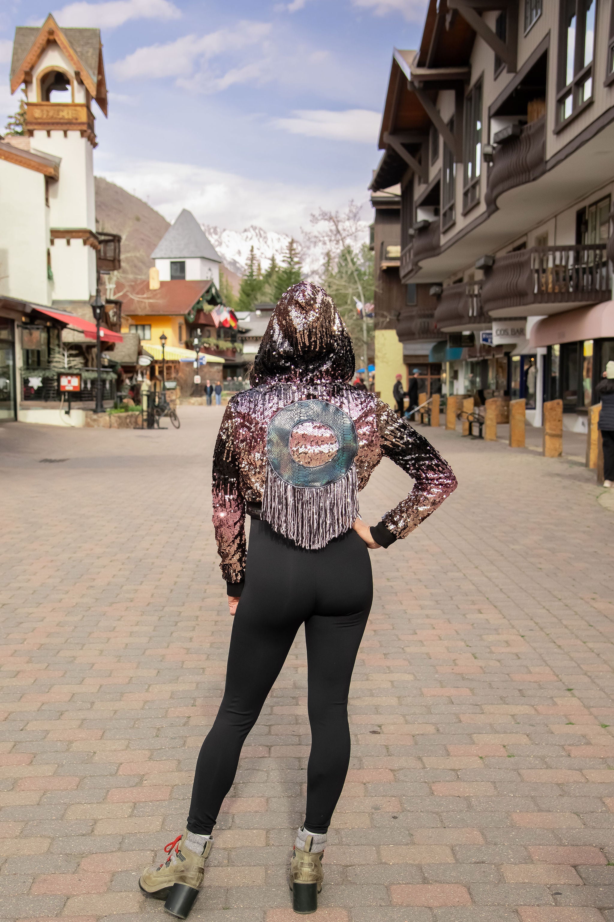 Phish Inspired Forever 21 Cropped Pink & Black Sequin Jacket